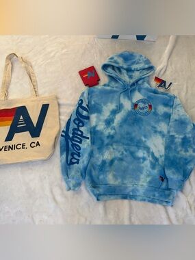 New with tag Aviator Nation Dodgers Hoodie Medium + Tote Bag